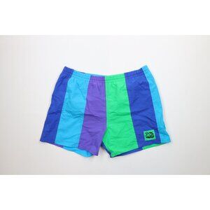 Vintage 90s Jams World Mens Large Spell Out Color Block Lined Shorts Trunks USA